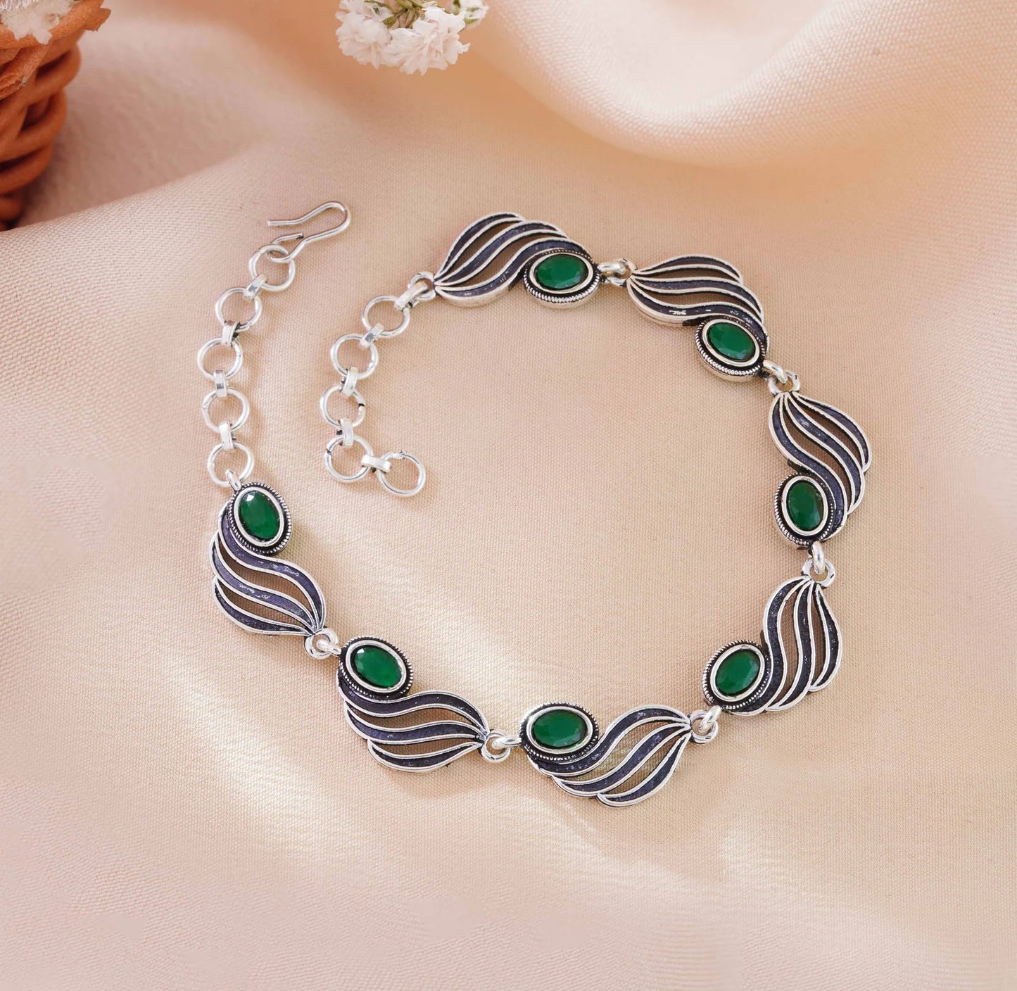 The Emerald Wave Antique Oxidized Bracelet