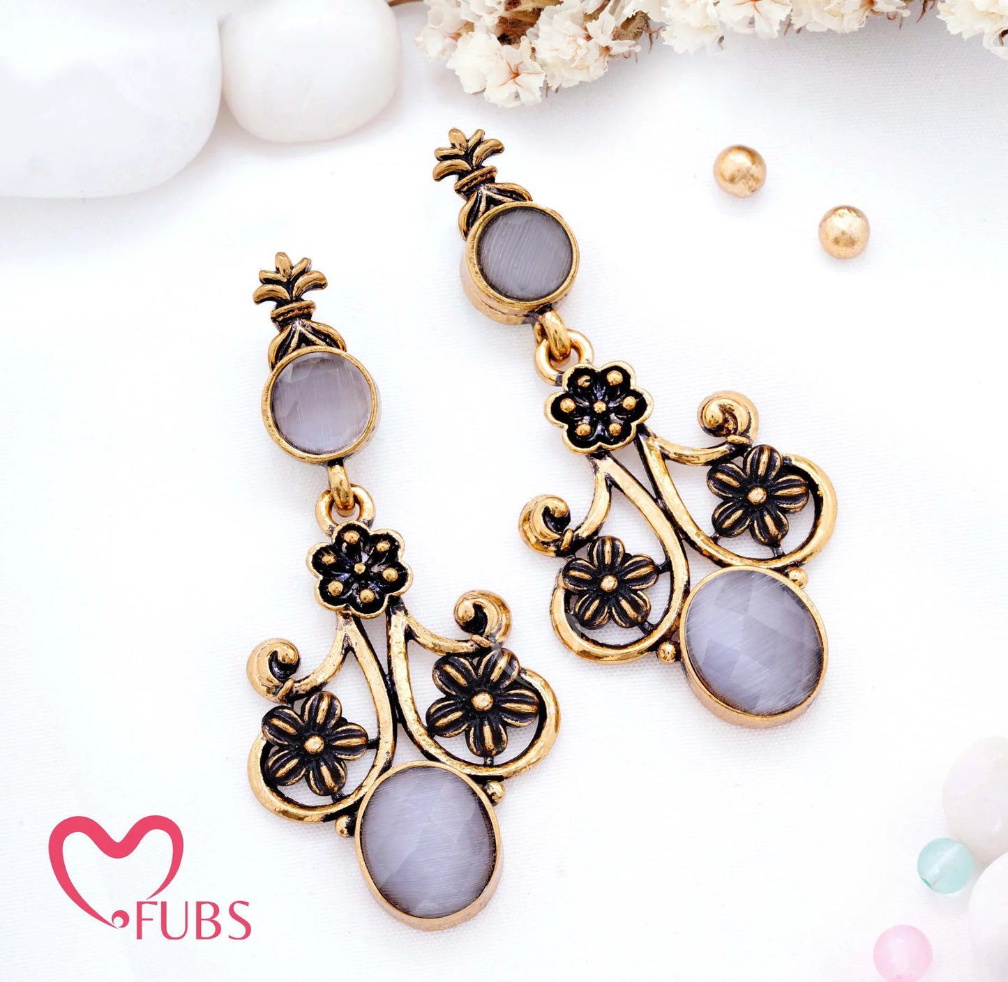 Floral Filigree Drop Earrings