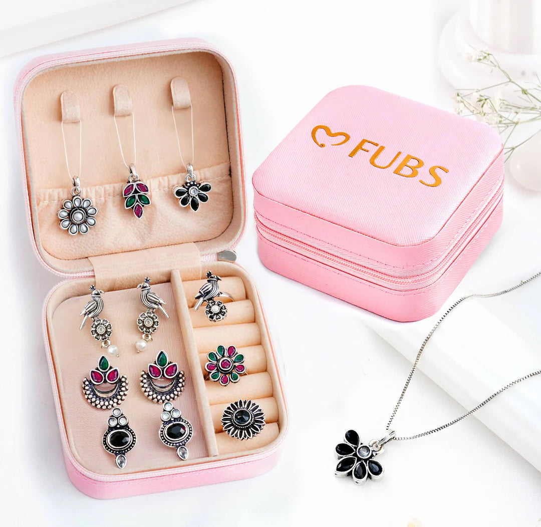 Exclusive Jewelry Box of 3 Matching Sets - Earrings, Necklace and Rings