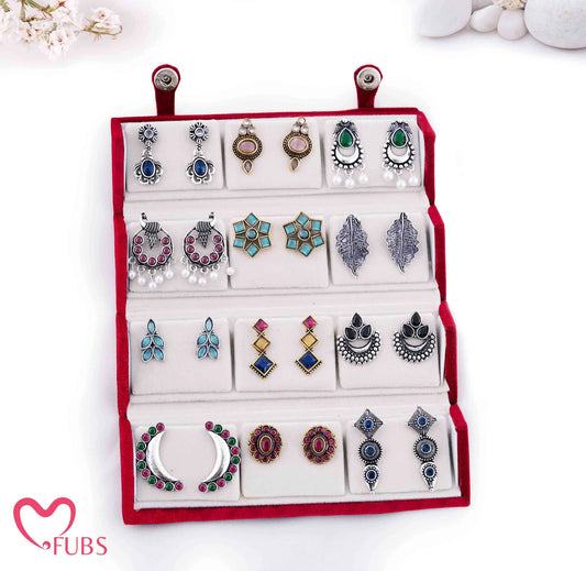 Royal Red Jhumka Box of 12 Earrings with Shahi Sandesh Patra