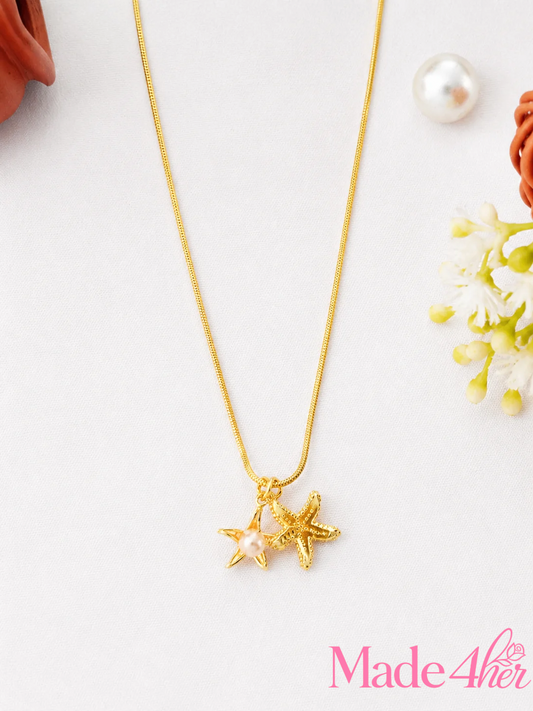 Golden Starfish Pearl Necklace Waterproof-Timeless
