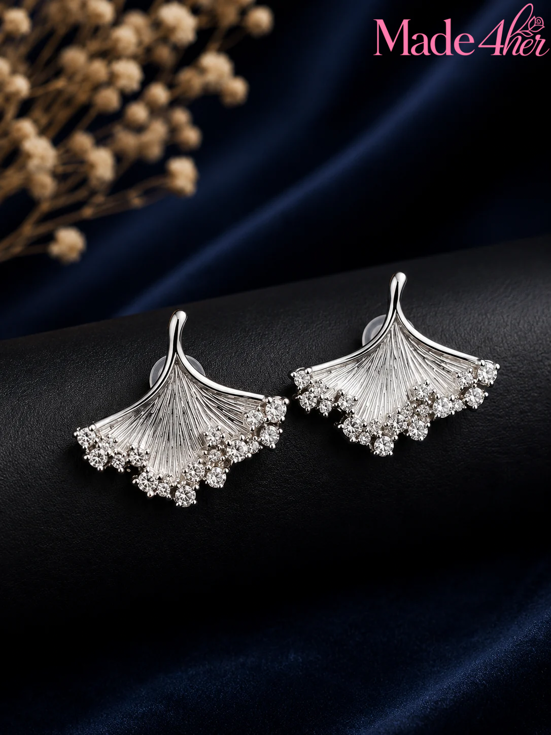 Set Of 13 Oxidized Designer Stud Earrings With Folding Jewelry Box