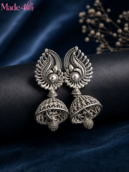 Set Of 12 Oxidized Designer Stud Earrings With Folding Jewelry Box