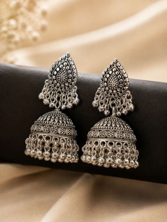 Classic Temple-Style Jhumkas with Pearls