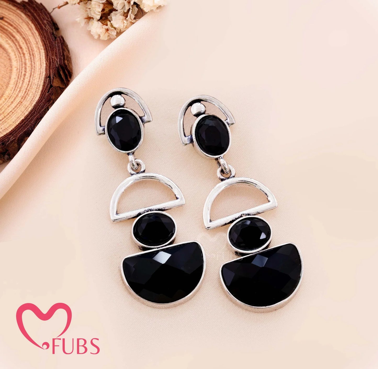 Contemporary Geometric Oxidized Earrings